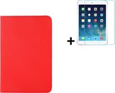 Coque iPad Pro 10.5 2017 - 10.5 pouces - Coque iPad Air 3 10.5 2019 - iPad 10.5 Bookcase Cover - Protecteur d'écran iPad 10.5 - Coque Rouge + Tempered Glass