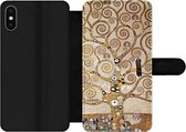 Bookcase Geschikt voor iPhone X telefoonhoesje - The tree of life - Gustav Klimt - Met vakjes - Wallet case met magneetsluiting