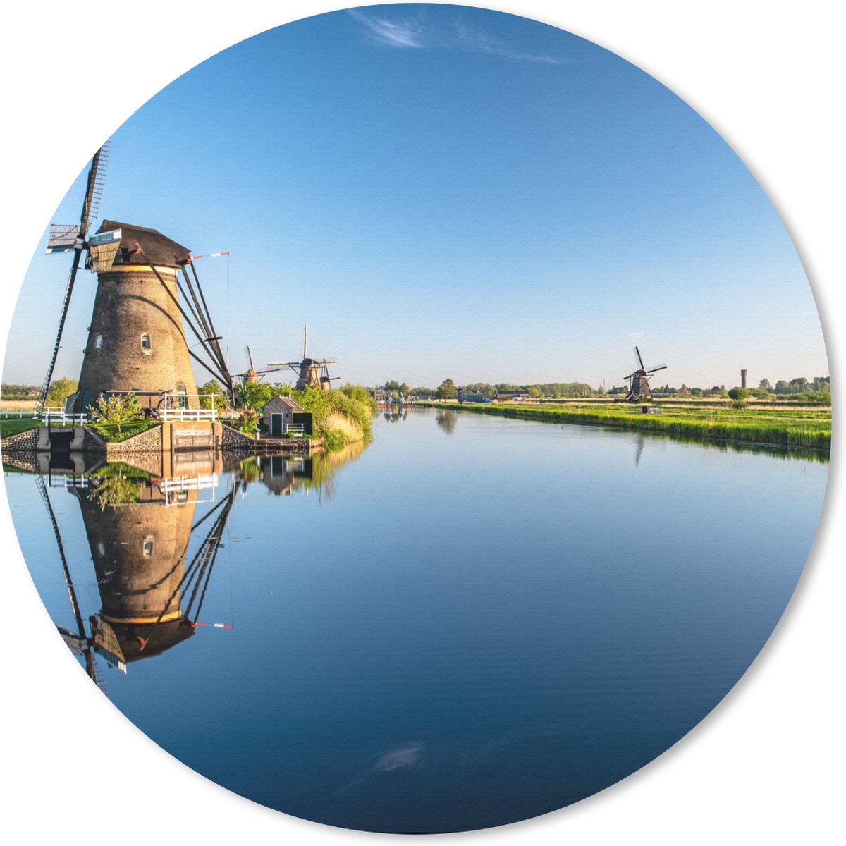 Muismat rond 50x50 cm - Mousepad Molens - Holland - Water - Ronde muismatten