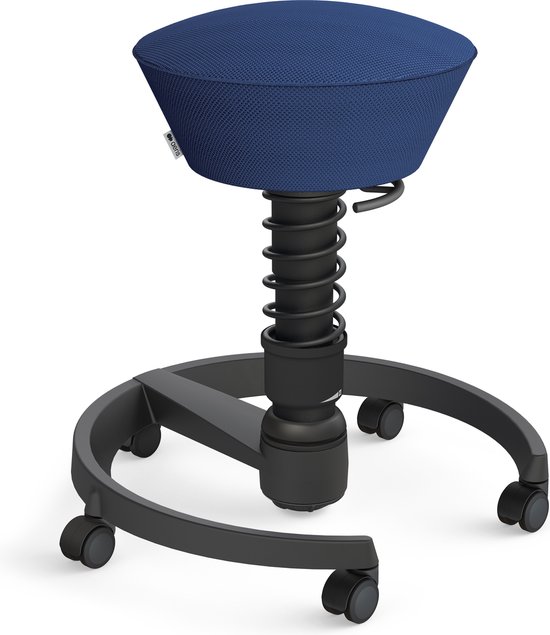 Aeris Swopper - ergonomische bureaukruk - zwart onderstel - blauwe zitting - harde wielen - mesh - standaard