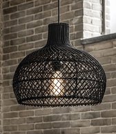 Groenovatie Rotan / Rieten Hanglamp - Handgemaakt - Zwart - Ø50 cm