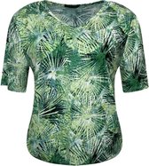 Pink Lady dames shirt groen print KM v-hals - maat L