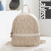 Lagloss Fashion Mode Creme Mini Rugzakje - Modische Multi Rugzak - Type Lil Bag - Mode Rugzak Dames Tieners - 18x21.5x7.5 cm