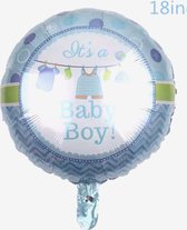 Baby boy blauw waslijn folie ballon