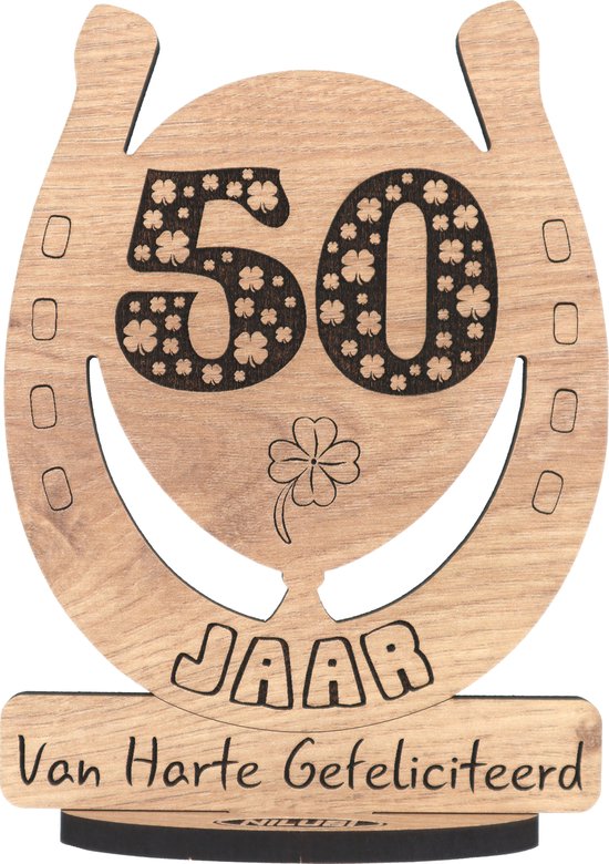 50 jaar - houten verjaardagskaart - wenskaart om iemand te feliciteren -  kaart 50ste... | bol.com