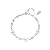 Stainless steel bracelet with shiny stars - Yehwang - Schakelarmband - 16 cm - Zilver