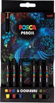 Posca pencils - Kleurpotloden - Universeel - Set - 6 kleuren