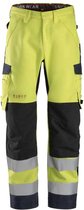 Snickers 6563 ProtecWork, Waterproof Shell Werkbroek, High-Vis Klasse 2 - High Vis Geel/Donker Blauw - 128