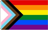 Progress Pride vlag, regenboogvlag, LGBTQ vlag, The Gay Flag Joint-Pride vlag, 150 x 90 cm, diverse binnen- en buitenvlaggen groot, weerbestendige Gay Pride vlag met messing ogen