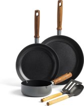 Bol.com GreenPan Mayflower Pro koekenpannenset - 5-delig - grijs - inductie - PFAS-vrij aanbieding