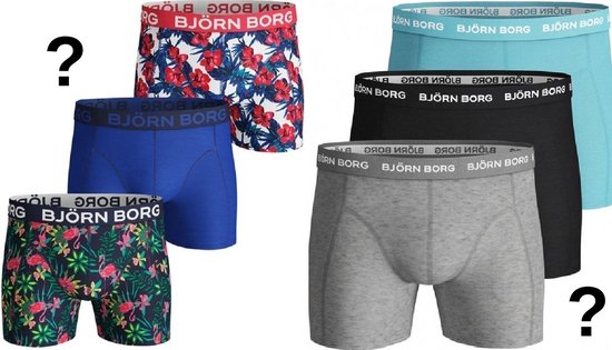 Björn Borg - Homme - Sous-vêtements - Forfait Surprise - Lot de 6 Boxers - Taille L
