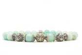 Beaddhism - Armband - Ibiza - Triple Kashmir Caps - Zilver - 8 mm - 18 cm