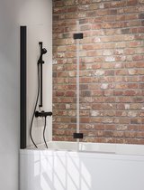 Paroi de bain en deux parties Schulte 112 x 140 cm, série Black Style, profil noir mat avec verre de sécurité transparent, pour la protection lors de la douche dans le bain, art. D335322 68 50