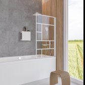 Paroi de bain Schulte GAUCHE/droite, monobloc 80 x 140 cm, série White Style, profil blanc mat avec verre de sécurité transparent avec Decor Atelier 1 blanc mat, pour la protection lors de la douche dans le bain, art. EP1650 70 266