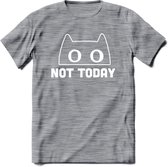Not Today - Katten T-Shirt Kleding Cadeau | Dames - Heren - Unisex | Kat / Dieren shirt | Grappig Verjaardag kado | Tshirt Met Print | - Donker Grijs - Gemaleerd - 3XL