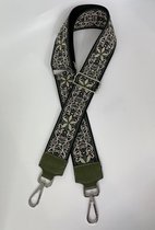 Schoudertas band - Hengsel - Bag strap - Fabric straps - Boho - Chique - Chic - Meervoudige sterren met groen