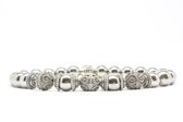 Beaddhism - Armband - Hematiet - Triple Kashmir Caps - Zilver - 8 mm - 20 cm