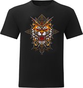 T-Shirt - Casual T-Shirt - Fun T-Shirt - Fun Tekst - Lifestyle T-Shirt - Dieren - Tijger - Tijger Illustratie - Zwart - Maat XL