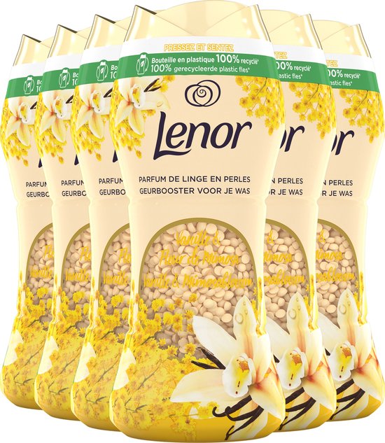 Lenor Vanille en mimosabloesem Parels - In-Wash Geurbooster - Voordeelverpakking 6 x 15 wasbeurten