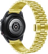 Stalen Smartwatch bandje - Geschikt voor  Samsung Galaxy Watch 3 41mm Presidential stalen band - goud - Strap-it Horlogeband / Polsband / Armband