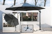 Excentrische parasol diam.3.5M met roterende voet in grijze kleur