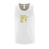 Witte Tanktop sportshirt met "If you're reading this bring me a Wine " Print Goud Size M