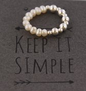 Ring Elastisch met Zoetwaterparels - 925 Sterling Zilver - One Size
