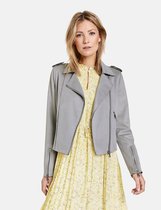 TAIFUN Dames Bikerjack van imitatiesuède Light Blue Denim-44