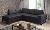 Meubella - Hoekbank Alabama - Zwart - Leer - Links
