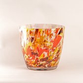 Design vaas pot - Fidrio RIO - glas, mondgeblazen bloemenvaas - hoogte 22 cm