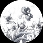 Sanders & Sanders zelfklevende behangcirkel bloemen zwart wit - 601136 - Ø 140 cm