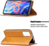 Xiaomi Redmi Note 11T Hoesje - Mobigear - Rhombus Slim Serie - Kunstlederen Bookcase - Cognac - Hoesje Geschikt Voor Xiaomi Redmi Note 11T