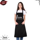 Tablier de cuisine Royal Zwart | 65x95cm | Reine de la cuisine | Tablier avec poches | Tablier de cuisine dames | Tablier de cuisine pour femme | Cadeau | BBQ de cuisson