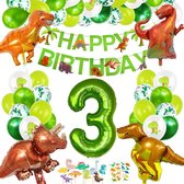 63-delig feestpakket dinosaurus - 30 stuks ballonnen - 3 jaar jongen - Dinosaurus thema feestje - Dino versiering - Dino feestartikelen - Dino slinger - Dino ballonnen - Dino kinderfeestje