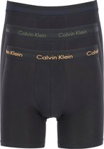 Calvin Klein Cotton Stretch boxer brief (3-pack) - heren boxers extra lang - zwart met zwarte tailleband met gekleurd logo -  Maat: S