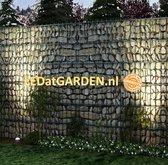 LEDatGARDEN.nl | 2.2 meter breed X 1.6 meter hoog | Dubbelstaafse Schanskorfmuur| Inclusief 2 x rechthoekige palen 12 x 6 cm. |Antraciet