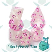 Polyset Dice | Dobbelstenen - Set Van 7 Stuks - Wit Doorzichtig Transparant Paars Lavendel | Voor D&D en Andere Rollenspellen | Plastic Dobbelstenen Set voor Dungeons and Dragons | Polyhedral Dice Set | Met Mooie Zwarte Velvet Dice Bag voor 3 Sets