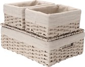 SAWAKE opbergmanden - set van 3 - Multifunctioneel Opberg Box - gevlochten manden - gevlochten manden - organizer - decoratie voor badkamer, woonkamer, kantoor, keuken - beige