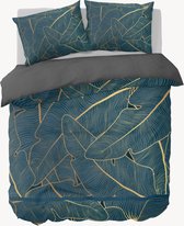 Y-NOT - Roy Donders Green Gold Leaves - Dekbedovertrek - Katoensatijn - Eenpersoons - 140x220 cm - Groen Goud
