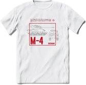 M4 Sherman leger T-Shirt | Unisex Army Tank Kleding | Dames / Heren Tanks ww2 shirt | Blueprint | Grappig bouwpakket Cadeau - Wit - S