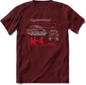 M4 Sherman leger T-Shirt | Unisex Army Tank Kleding | Dames / Heren Tanks ww2 shirt | Blueprint | Grappig bouwpakket Cadeau - Burgundy - M