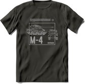 M4 Sherman leger T-Shirt | Unisex Army Tank Kleding | Dames / Heren Tanks ww2 shirt | Blueprint | Grappig bouwpakket Cadeau - Donker Grijs - XL