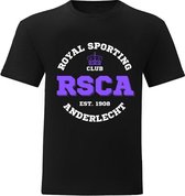 T-shirt Unisex – Voetbal – Anderlecht – RSCA – Est. 1908 – Zwart - Large