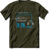 E75 leger T-Shirt | Unisex Army Tank Kleding | Dames / Heren Tanks ww2 shirt | Blueprint | Grappig bouwpakket Cadeau - Leger Groen - M
