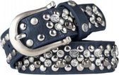 riem Brexillia dames 85 cm leer/polyurethaan blauw/zilver