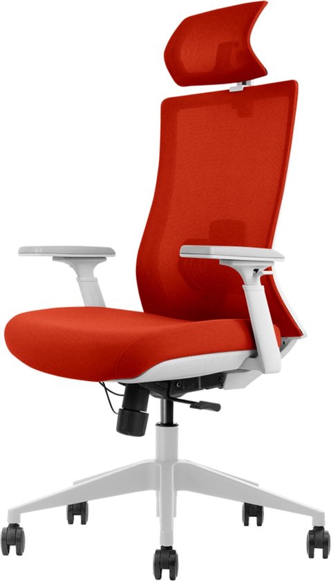 Euroseat ergonomische bureaustoel met hoofdsteun Verona. Uitvoering rug & zitting oranje. Voldoet aan de NEN EN 1335 norm.