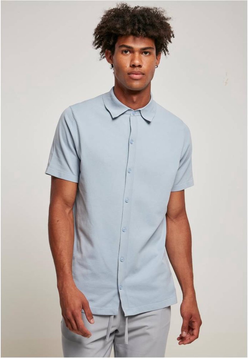 Urban Classics Overhemd -XS- Knitted shirt Blauw
