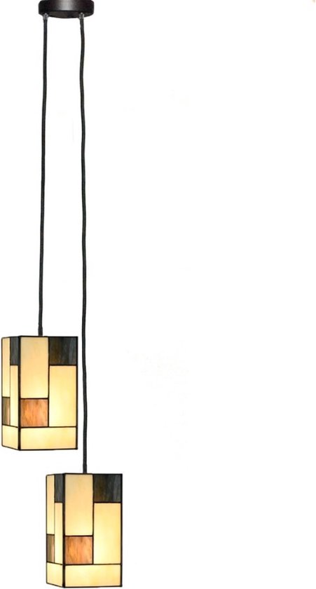 Lustre Tiffany Mondrian Petit Carré 2 lumières