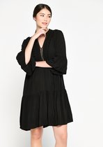 LOLALIZA A-lijn jurk met macramé - Zwart - Maat XL