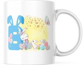 Paas Mok konijnen oren pasen B blauw | Paas cadeau | Pasen | Paasdecoratie | Pasen Decoratie | Grappige Cadeaus | Koffiemok | Koffiebeker | Theemok | Theebeker